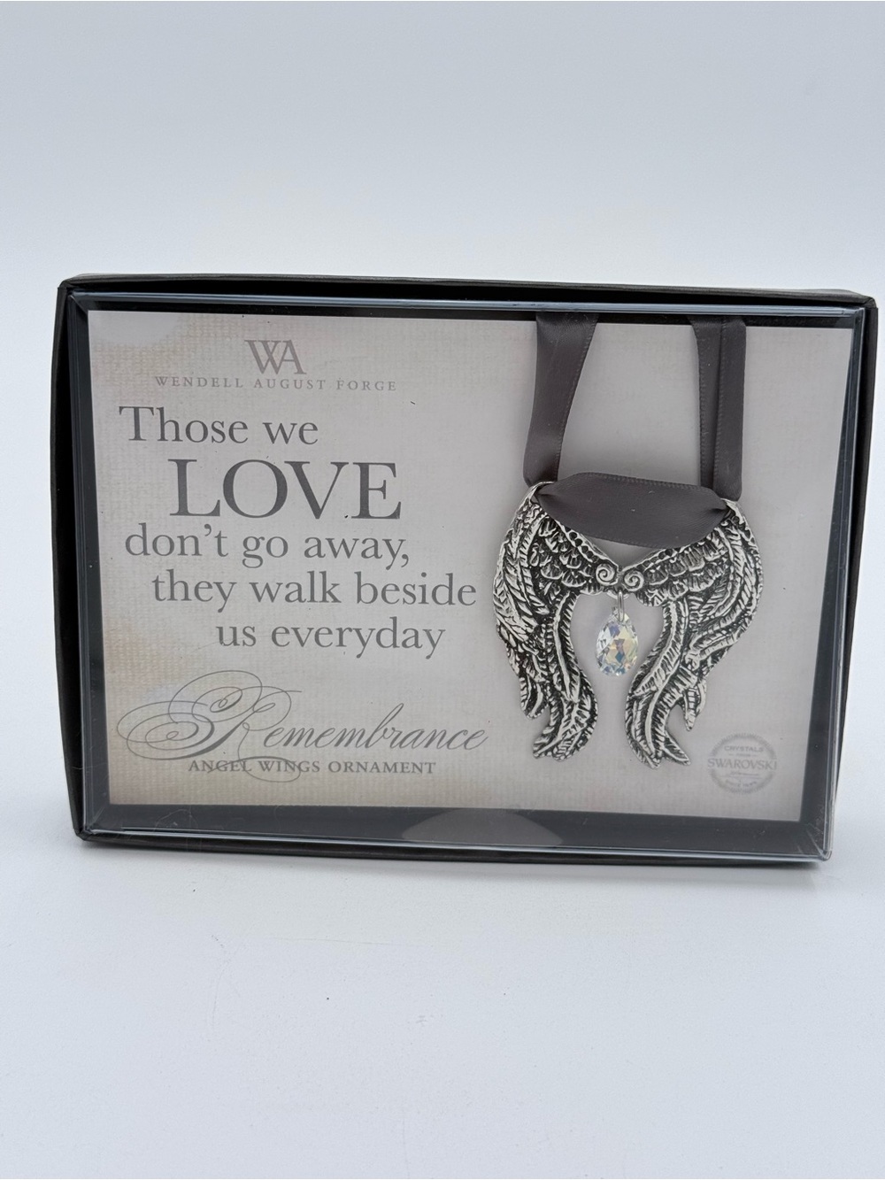 Swarovski Crystal Ornament Angel Wings Hand Poured Pewter By Wendell August NIB